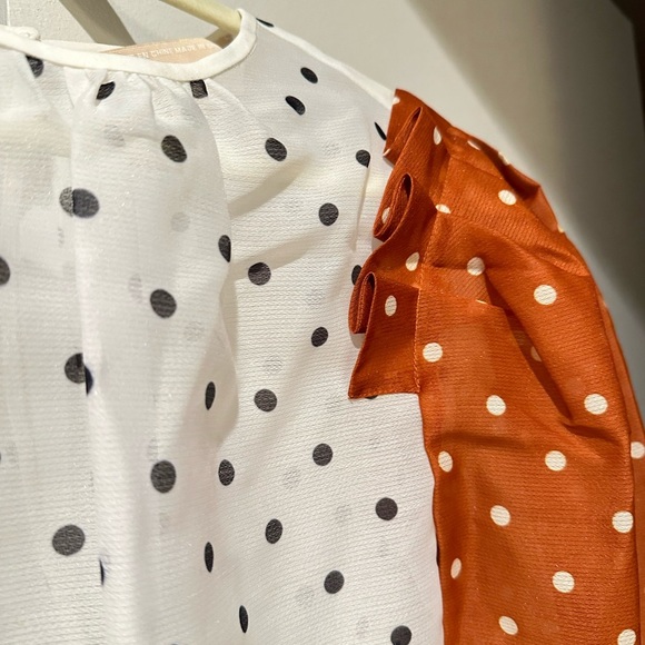 Orange and white polka dot top Keepsake Size 6 - Picture 3 of 7